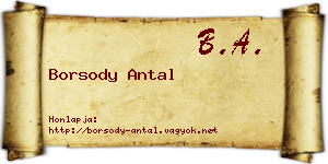Borsody Antal névjegykártya